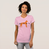 Ibizan Hound (goud met tekst) T-shirt (Voorkant volledig)
