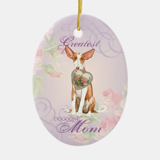 Ibizan Hound Heart Mam Ceramic Ornament (Voorkant)