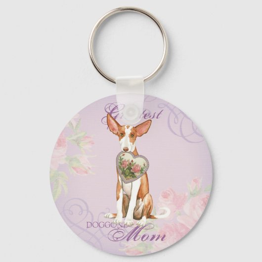 Ibizan Hound Heart Mam Sleutelhanger (Voorkant)