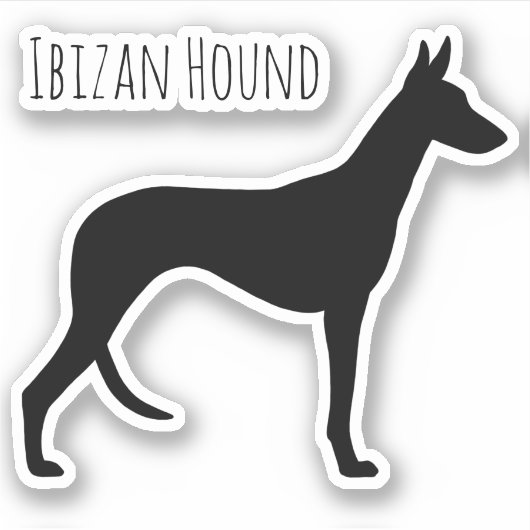 Ibizan Hound Hondenras Silhouette Vinyl Sticker (Voorkant)