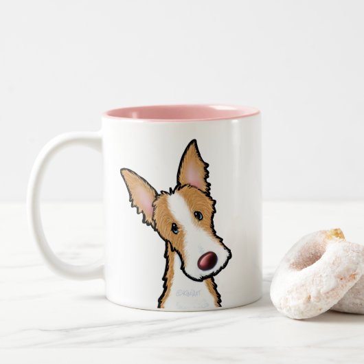 Ibizan Hound KiniArt Mok van tweetone koffie (Met donut)