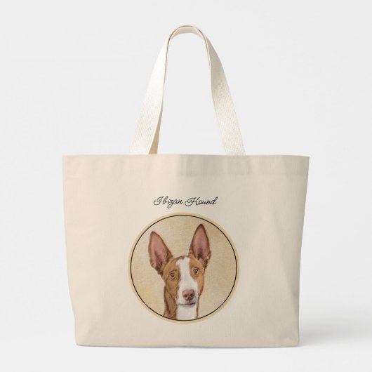 Ibizan Hound Schilderen Gladde Rood Originele Hond Grote Tote Bag (Achterkant)