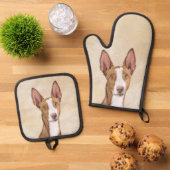 Ibizan Hound Schilderen Gladde Rood Originele Hond Ovenwant & Pannenlap Set (Top down)