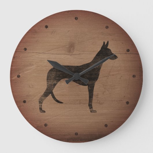 Ibizan Hound Silhouette Rustieke Stijl Grote Klok (Voorkant)
