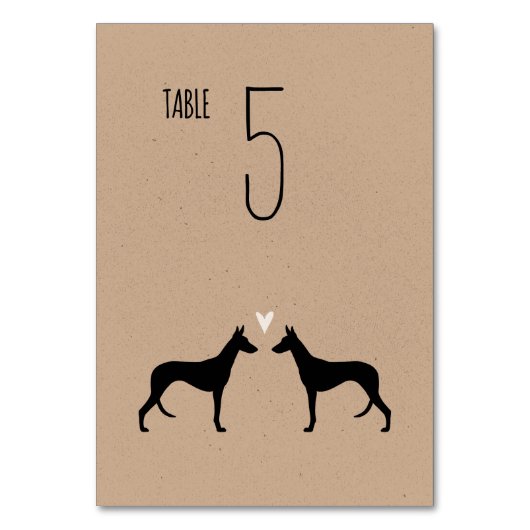 Ibizan Hound Silhouettes Trouwtafel Kaart (Voorkant)
