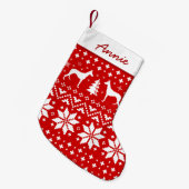 Ibizan Hound Silhouettes Vakantiepatroon rood Kleine Kerstsok (Voorkant (Hangend))