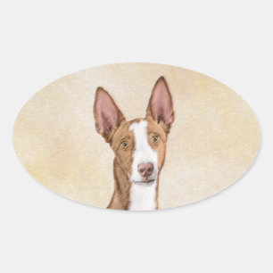 Ibizan Houndschilderen - Kute Original Dog Art Ovale Sticker