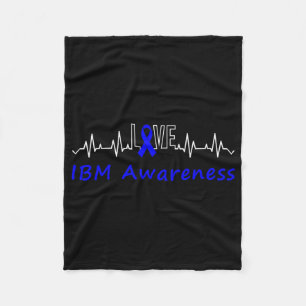 IBM Awareness Blue Ribbon Love Heartbeat Support Q Fleece Deken