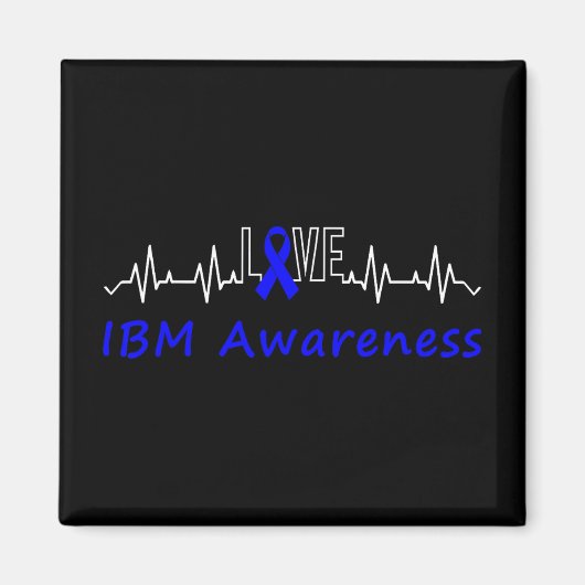 IBM Awareness Blue Ribbon Love Heartbeat Support Q Magneet (Voorkant)