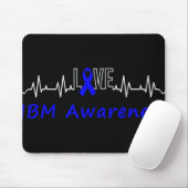 IBM Awareness Blue Ribbon Love Heartbeat Support Q Muismat (Met muis)