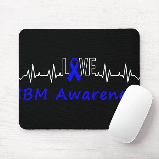 IBM Awareness Blue Ribbon Love Heartbeat Support Q Muismat (Met muis)