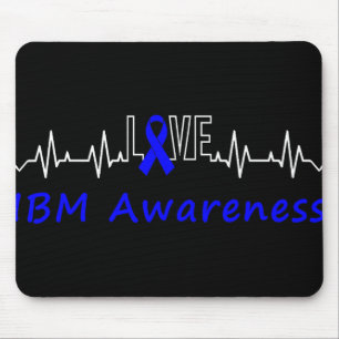 IBM Awareness Blue Ribbon Love Heartbeat Support Q Muismat