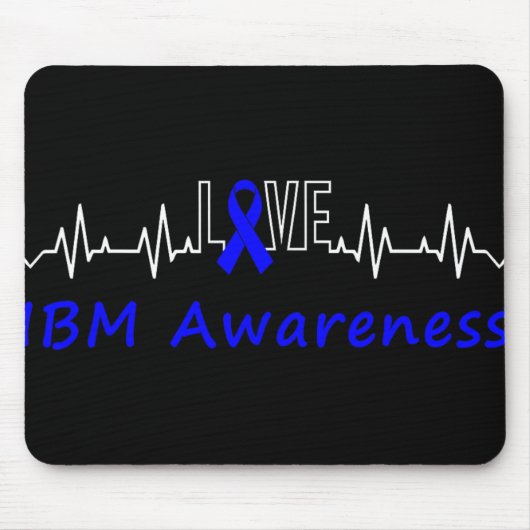 IBM Awareness Blue Ribbon Love Heartbeat Support Q Muismat (Voorkant)