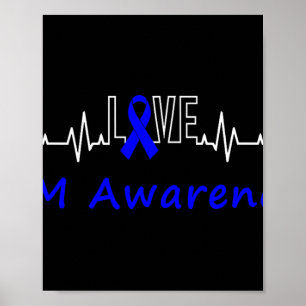 IBM Awareness Blue Ribbon Love Heartbeat Support Q Poster
