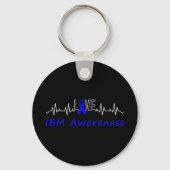 IBM Awareness Blue Ribbon Love Heartbeat Support Q Sleutelhanger (Voorkant)