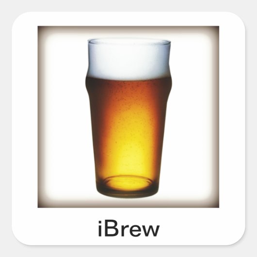 iBrew Ale Glass Vierkante Sticker (Voorkant)