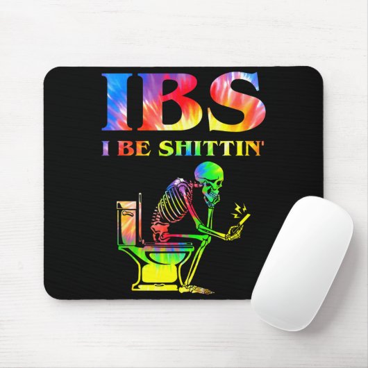 Ibs I Be Tin' Funny Skeleton Tie Dye Muismat (Met muis)