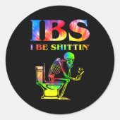 Ibs I Be Tin' Funny Skeleton Tie Dye  Ronde Sticker (Voorkant)