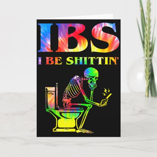 Ibs I Be Tin' Grappig Skelet Tie Dye Kaart (Voorkant)