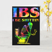 Ibs I Be Tin' Grappig Skelet Tie Dye Kaart (Gele Bloem)
