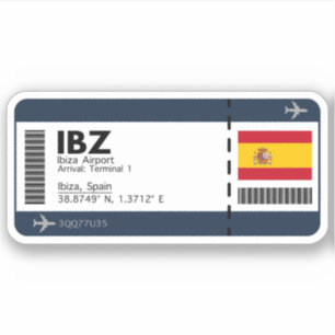 IBZ Ibiza Airport Boarding Pass - Spanje Reizen Sticker