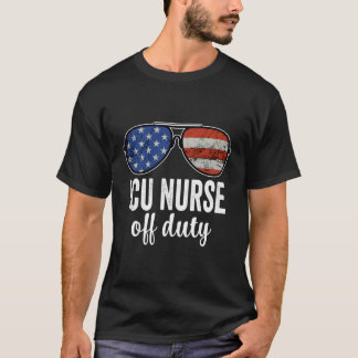 IC verpleegster van dienst Amerikaanse vlag zonneb T-shirt