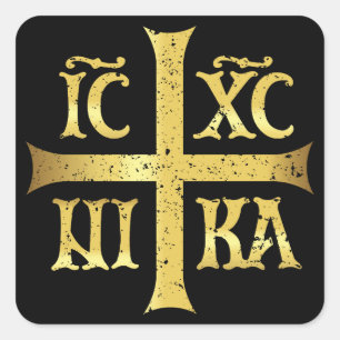 IC XC NIKA JESUS CHRIST OVERWINNAAR VIERKANTE STICKER