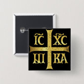 IC XC NIKA JEZUS CHRISTUS VEROVERT VIERKANTE BUTTON 5,1 CM (Voorkant /achterkant)
