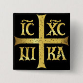 IC XC NIKA JEZUS CHRISTUS VEROVERT VIERKANTE BUTTON 5,1 CM (Voorkant)