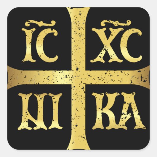 IC XC NIKA JEZUS CHRISTUS VEROVERT VIERKANTE STICKER (Voorkant)