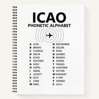 ICAO Phonetic Alphabet Pilot - Graph Notebook Notitieboek