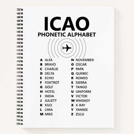 ICAO Phonetic Alphabet Pilot - Graph Notebook Notitieboek (Voorkant)