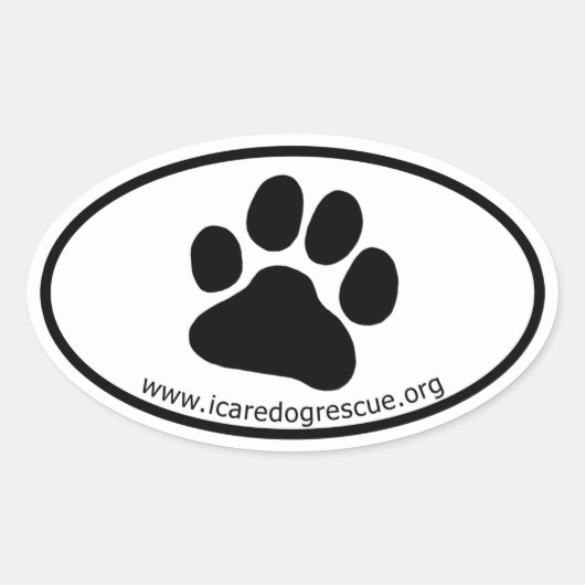 ICARE Dog Rescue Dog Paw Print Ovale Sticker (Voorkant)