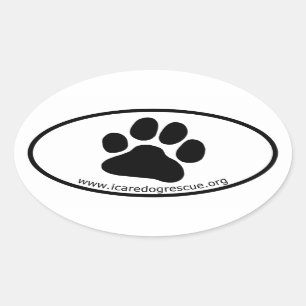 ICARE Dog Rescue Dog Paw Print Ovale Sticker