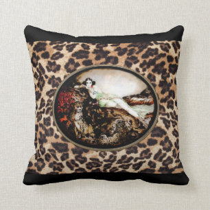 Icart Leopard Lady op Leopard Print Pillow Kussen