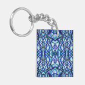 Icarus Blauwe Abstracte Alcohol Ink Kunst Sleutelhanger (Voorkant Links)