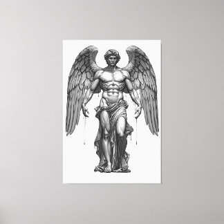 Icarus Fallen - Dark Graphic Mythological Canvas  Afdruk