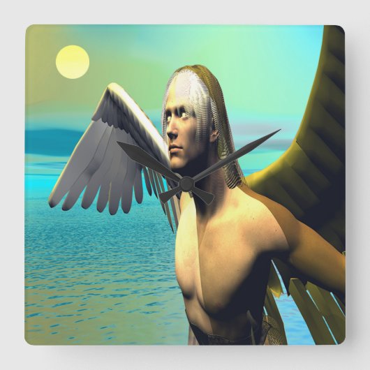 Icarus Vierkante Klok (Voorkant)