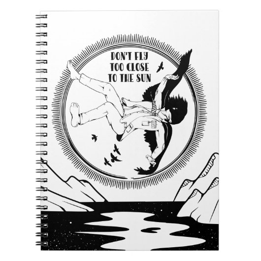 Icarus Zwart en wit Notitieboek (Voorkant)