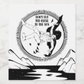 Icarus Zwart en wit Wijn Etiket (Enkel label)