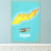 Icasia Greece reisposter. Canvas Afdruk (Insitu (Houten vloer))