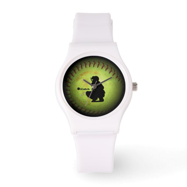 iCatch fastpitch softbalspeler silhouet Horloge (Voorkant)