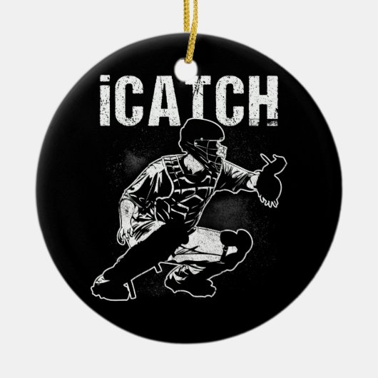 iCatch honkbalspeler Catchers Team Sport Keramisch Ornament (Voorkant)