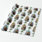 Ice Age Mammoth Sabertooth Tiger Pattern Design Cadeaupapier (Uitgerold)