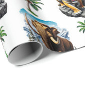 Ice Age Mammoth Sabertooth Tiger Pattern Design Cadeaupapier (Rol Hoek)
