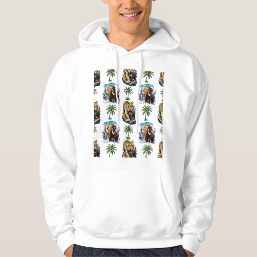 Ice Age Mammoth Sabertooth Tiger Pattern Design Hoodie (Voorkant)