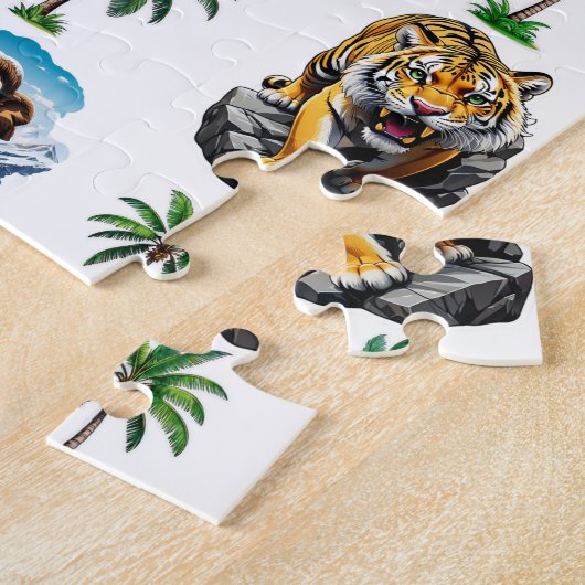 Ice Age Mammoth Sabertooth Tiger Pattern Design Legpuzzel (Zijkant)