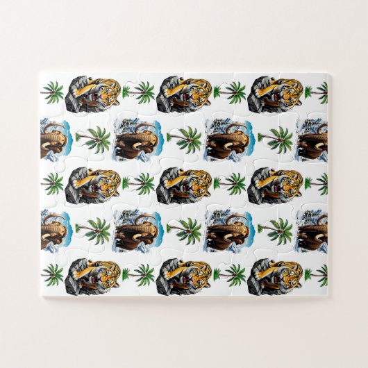 Ice Age Mammoth Sabertooth Tiger Pattern Design Legpuzzel (Horizontaal)