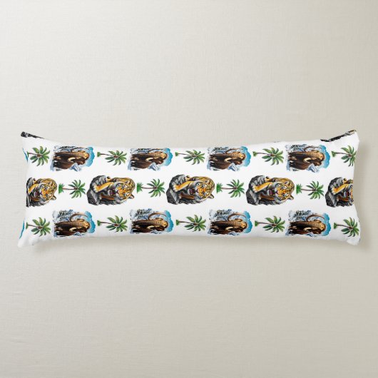 Ice Age Mammoth Sabertooth Tiger Pattern Design Lichaamskussen (Voorkant)