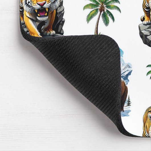 Ice Age Mammoth Sabertooth Tiger Pattern Design Muismat (Hoek)